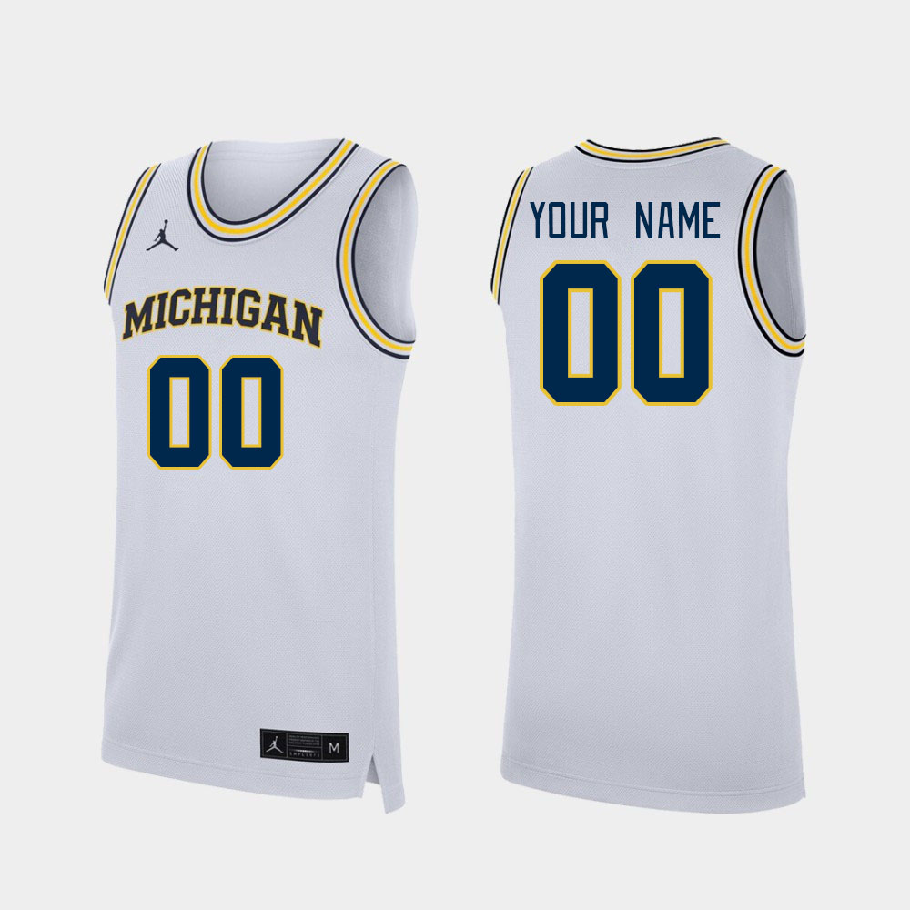 Custom Michigan Wolverines Name And Number College Basketball Jerseys Stitched-White